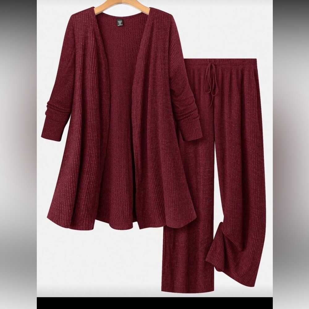 NWT Emery rose 2 piece open sweatshirt and elastic waist band pants ribbed knit